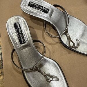 Bruno Magli Metallic Silver Sandals